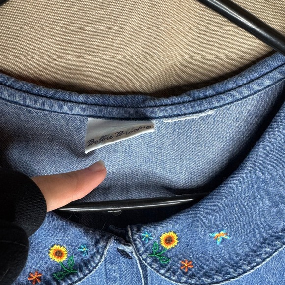 Bobbie Brooks Vintage Denim Maxi Dress Sunflower Embroidered GrandmaCore Medium - Picture 6 of 8